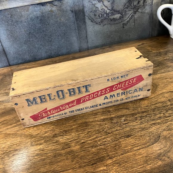 Vintage Retro Mel-O-Bit Wooden 2lb Net Cheese Box - Picture 6 of 7